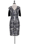 Sexy V-neck Above the Knee Abstract Print Fitted Party Dress