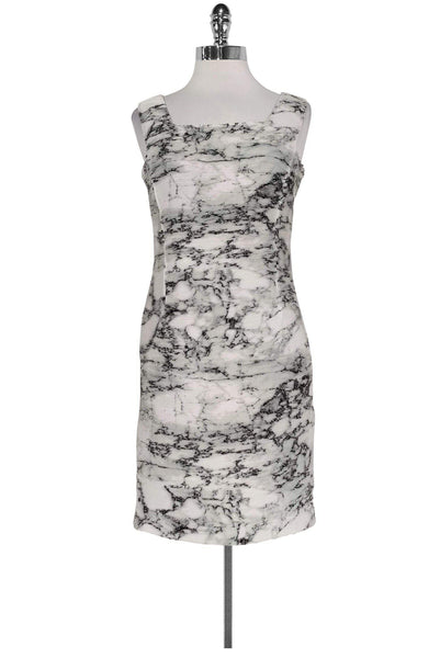 Sexy Sleeveless Above the Knee Square Neck General Print Fitted Hidden Back Zipper Dress