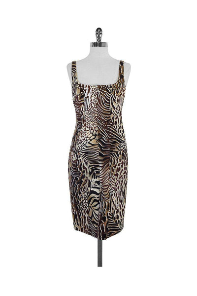 Animal Print Sleeveless Hidden Back Zipper Dress