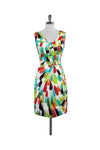 General Print Sleeveless Belted Hidden Back Zipper Dress