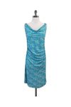 Draped Wrap Sleeveless General Print Cowl Neck Dress