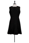 Round Neck Sleeveless Fitted Cutout Knit Little Black Dress