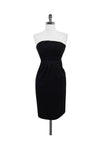 Tall Strapless Pocketed Slit Pleated Hidden Side Zipper Dress