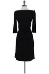 Above the Knee Ruched Bateau Neck Little Black Dress