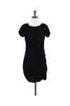 Short Sleeves Sleeves Silk Hidden Side Zipper Gathered Dress