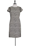 General Print Cotton Short Sleeves Sleeves Round Neck Hidden Back Zipper Fitted Above the Knee Dress