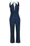 Round Neck Hidden Side Zipper Cutout Sleeveless General Print Jumpsuit