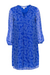 Tall Tall V-neck Sheer Sleeves Silk Shift Summer Fall General Print Dress