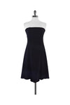 Strapless Hidden Back Zipper Pleated Dress With a Ribbon