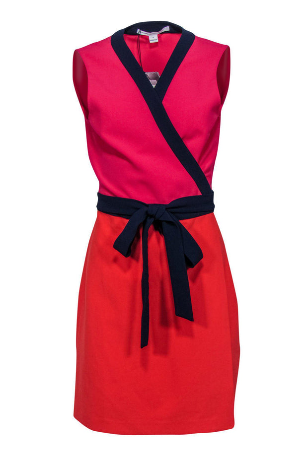 Diane von Furstenberg - Colorblock Sleeveless Wrap Dress Sz 14 – Current  Boutique