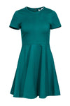 Fit-and-Flare Short Sleeves Sleeves Silk Round Neck Fitted Dress