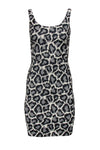 Animal Leopard Print Scoop Neck Sheath Sleeveless Hidden Back Zipper Sheath Dress/Club Dress