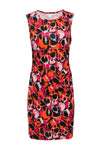 General Print Silk Fitted Ruched Dress