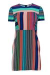 Short Sleeves Sleeves Shift Summer Hidden Back Zipper Scoop Neck Striped Print Beach Dress