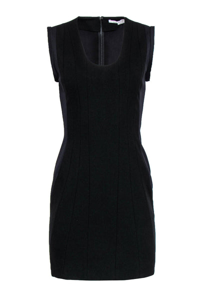 Sheath Banding Ribbed Scoop Neck Sheath Dress