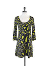 Animal Leopard Print Scoop Neck Shift Silk Dress