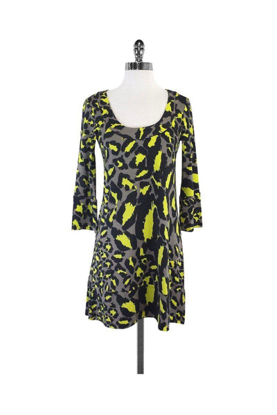 Animal Leopard Print Shift Scoop Neck Silk Dress