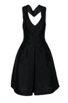 V-neck Sleeveless Cocktail Fit-and-Flare Back Zipper Fitted Pocketed Racerback Pleated Party Dress