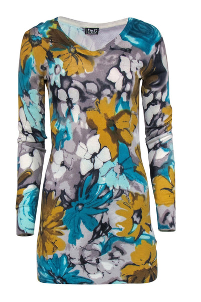 Tall Tall V-neck Round Neck Fitted Spring Winter Floral Print Bodycon Dress