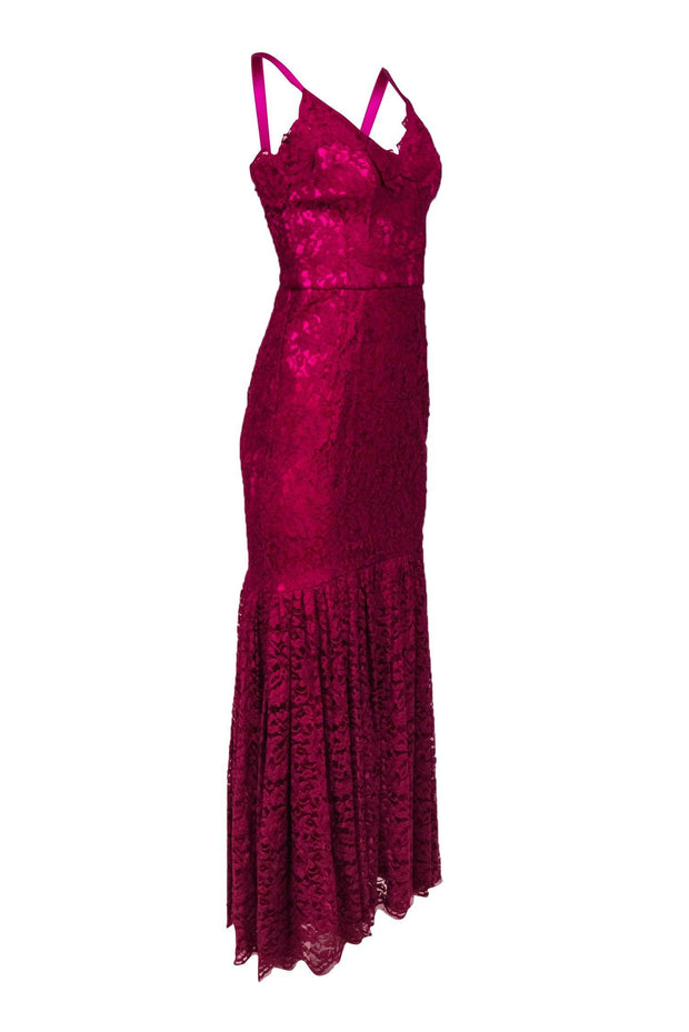 Dolce & Gabbana - Magenta Floral Lace Sleeveless Mermaid Gown Sz 6