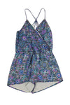 V-neck General Print Pocketed Racerback Elasticized Waistline Romper