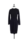 Wool Gathered Pocketed Hidden Back Zipper Long Sleeves Dress