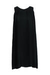 Short Shift Button Closure Pleated Polyester Round Neck Dress