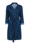 Collared Long Sleeves Tie Waist Waistline Belted Pocketed Button Front Shirt Dress