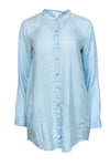 Button Front Pocketed Linen Long Sleeves High-Neck Shirt Dress