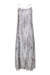 Sleeveless Silk Tie Dye Print Summer Scoop Neck Maxi Dress