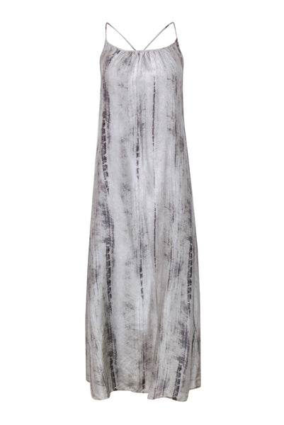 Silk Tie Dye Print Summer Sleeveless Scoop Neck Maxi Dress