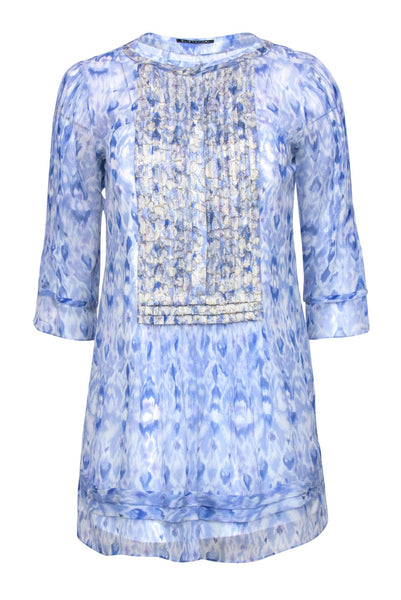 Tall Summer Sheer Embroidered Snap Closure Tunic