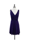 V-neck Sleeveless Hidden Side Zipper Gathered Pleated Dress