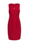 V-neck Sheath Hidden Back Zipper Round Neck Sleeveless Sheath Dress