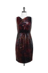 Sequined Collared Polyester Floral Print Dress