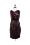 Sequined Collared Floral Print Polyester Dress