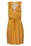 V-neck Tie Waist Waistline Sleeveless Cutout Dress With Ruffles