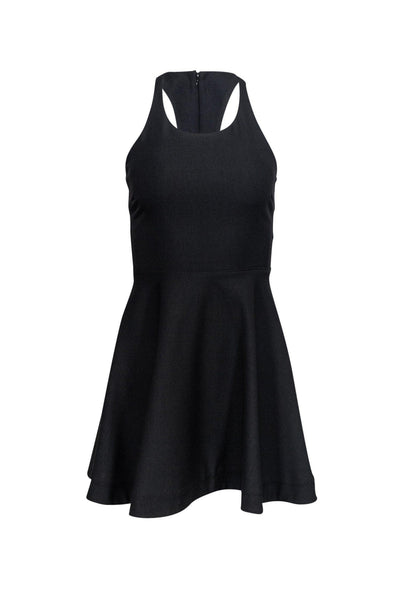 Fit-and-Flare Scoop Neck Fitted Hidden Back Zipper Racerback Cutout Sleeveless Little Black Dress