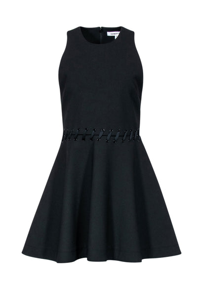 Scoop Neck Sleeveless Flared-Skirt Hidden Back Zipper Racerback Little Black Dress