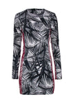 Abstract Print Round Neck Long Sleeves Bodycon Dress/Club Dress