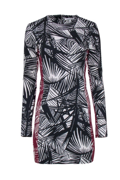 Long Sleeves Round Neck Abstract Print Bodycon Dress/Club Dress