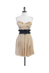 Strapless Back Zipper Pocketed Pleated Dress