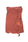 Strapless Pocketed Back Zipper Silk Dress With Ruffles