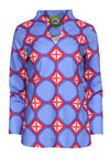 V-neck Geometric Print Long Sleeves Hidden Side Zipper Summer Tunic