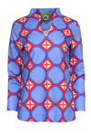 V-neck Geometric Print Summer Long Sleeves Hidden Side Zipper Tunic