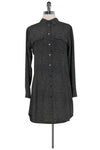 Long Sleeves Above the Knee Pocketed Button Front Lace-Up Silk Animal Snake Print Shirt Dress
