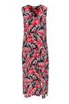 Tall V-neck Slit Flowy Sleeveless Silk Floral Print Beach Dress