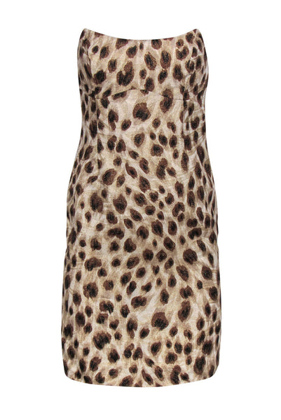 Strapless Animal Leopard Print Sweetheart Sheath Hidden Back Zipper Sheath Dress/Party Dress