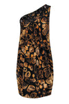 One Shoulder Slit Animal Snake Print Club Dress