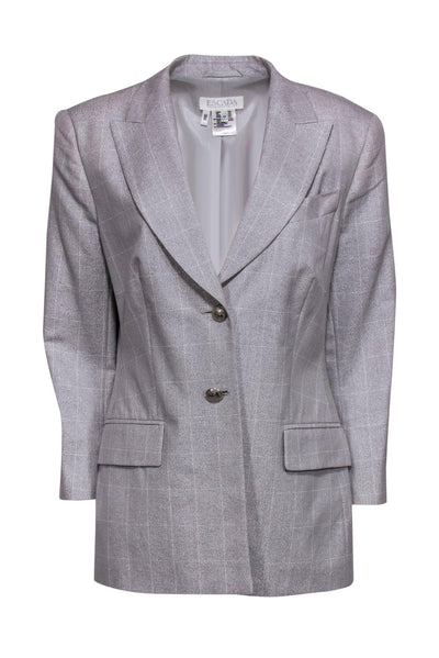 Escada wool blazer in moss green check 